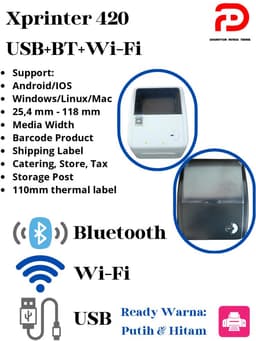 XPrinter XP-420B Direct Thermal Label Printer — WiFi + USB view 3