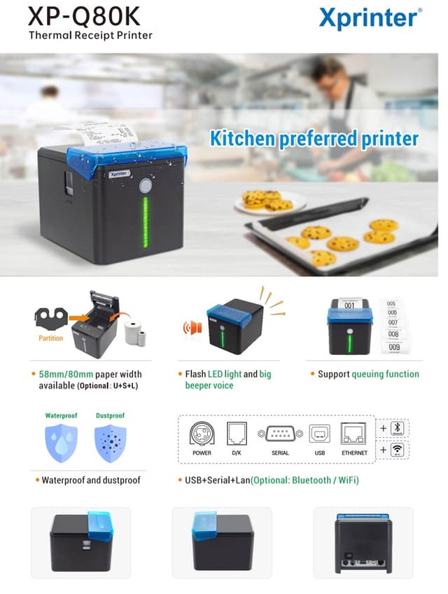 XPrinter XP-Q80K Thermal Receipt Printer — WiFi + USB